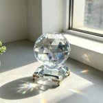 Glass Prism Sphere – Faceted Glass Ball & Rainbow Light Catcher