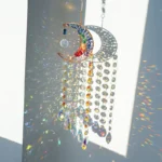 Colorful Natural Stone Moon Crystal Suncatcher