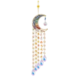 Colorful Natural Stone Moon Crystal Suncatcher