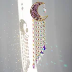 Colorful Natural Stone Moon Crystal Suncatcher