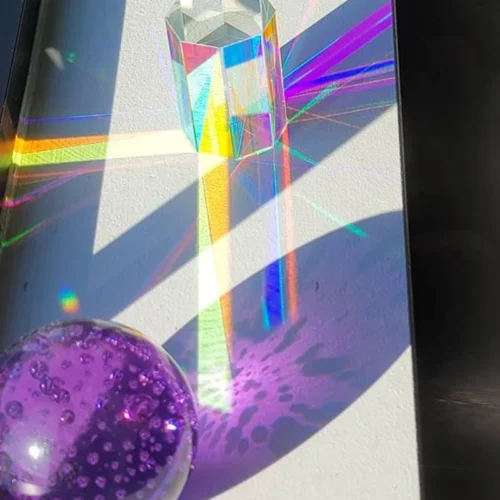 Click to view full screen Really nice prism and the colors are even better than I expected. The octagonal shape gives it a more interesting look than a regular crystal suncatcher.