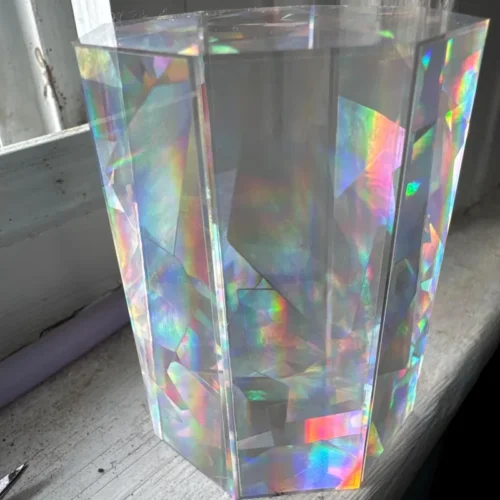 I bought this as a gift for my sister, and she loved it. The dichroic colors are gorgeous when the sun comes through the window. Very unique.