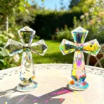 Faceted Cross Glass Prism Suncatcher