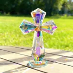 Faceted Cross Glass Prism Suncatcher