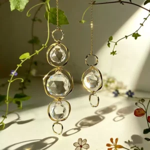 Layered Round Crystal Suncatcher Hanging Window Decor