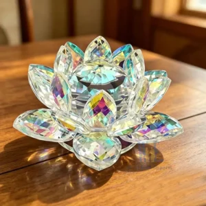 Lotus Flower Glass Prism Crystal Rainbow Suncatcher