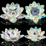 Lotus Flower Glass Prism Crystal Rainbow Suncatcher